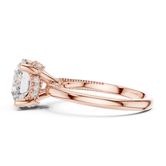 3.00CtClassic Cathedral Engagement Ring • Hidden Halo Round Solitaire • Romantic Proposal Jewelry