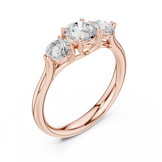 Elegant Three Stone Ring | Fine Diamond Engagement Jewelry | Past Present Future Love Symbol
