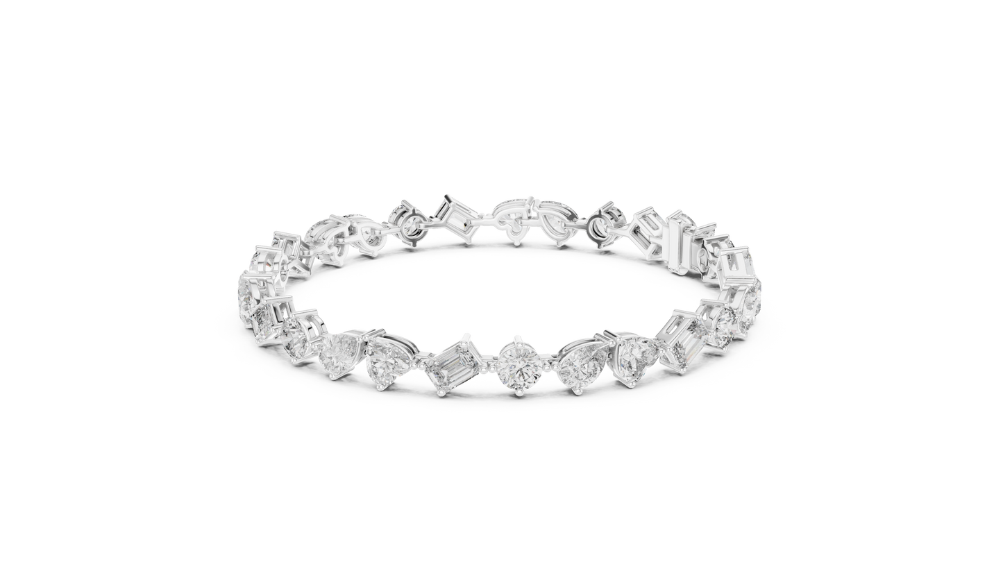 Palace Royale Multi-Cut Diamond Tennis Bracelet – Crafted Lab Diamond Elegance in Gold - Everyday-Elegance