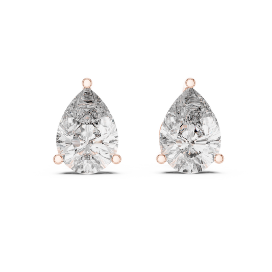 Pear Cut Diamond Stud Earrings in 925 Sterling Silver | Luxury Minimal Bridal Diamond Studs | By-Appointment Pear Diamond Solitaire Studs