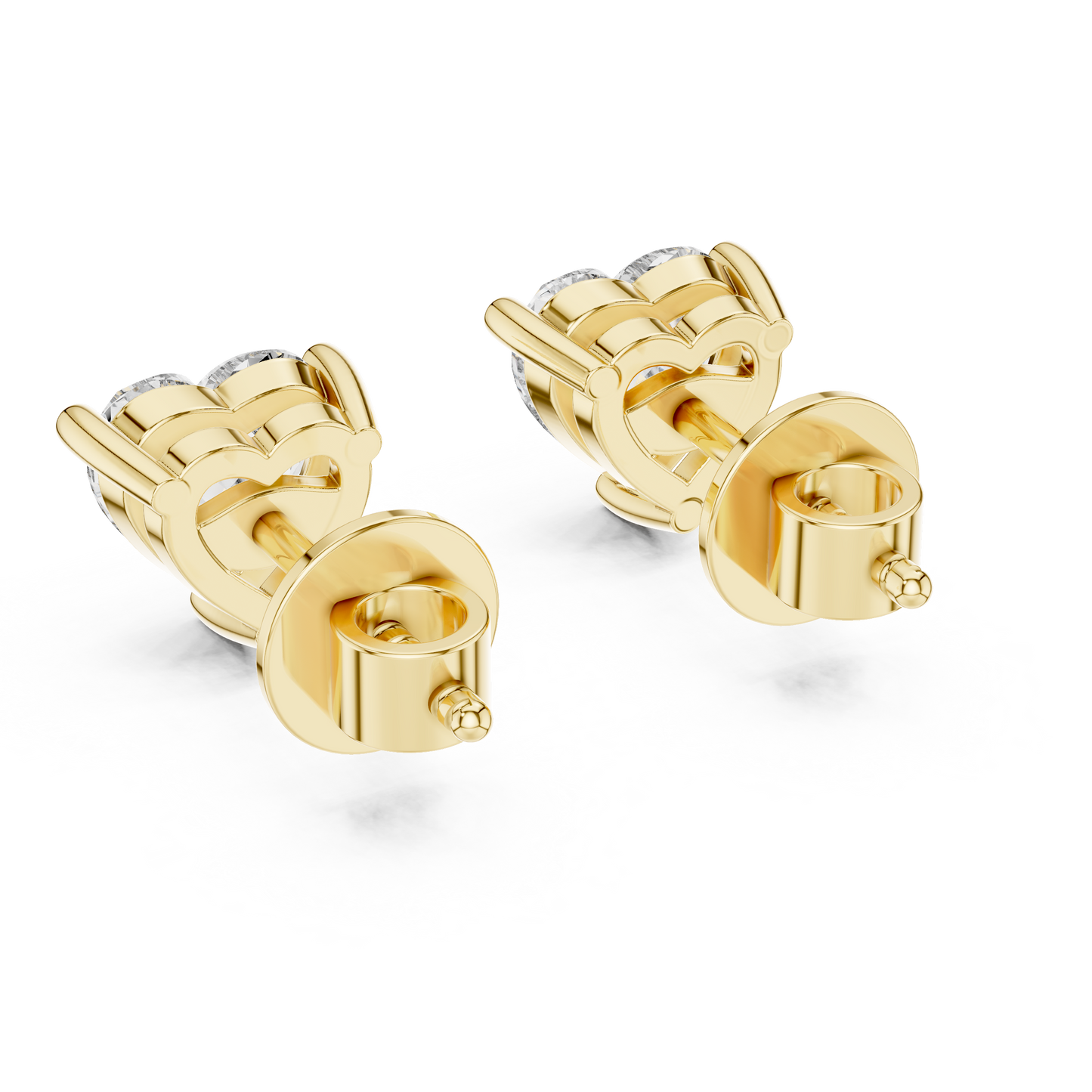 Solitaire Heart Diamond Stud Earrings – Classic Bridal Everyday Elegance - Romantic Heart Diamond Stud Earrings | Modern Solitaire Fine Jewelry