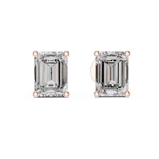 Certified Emerald Cut Diamond Stud Earrings – Timeless Gift for Her - White Gold Emerald Cut Stud Earrings – Bridal Everyday Wear