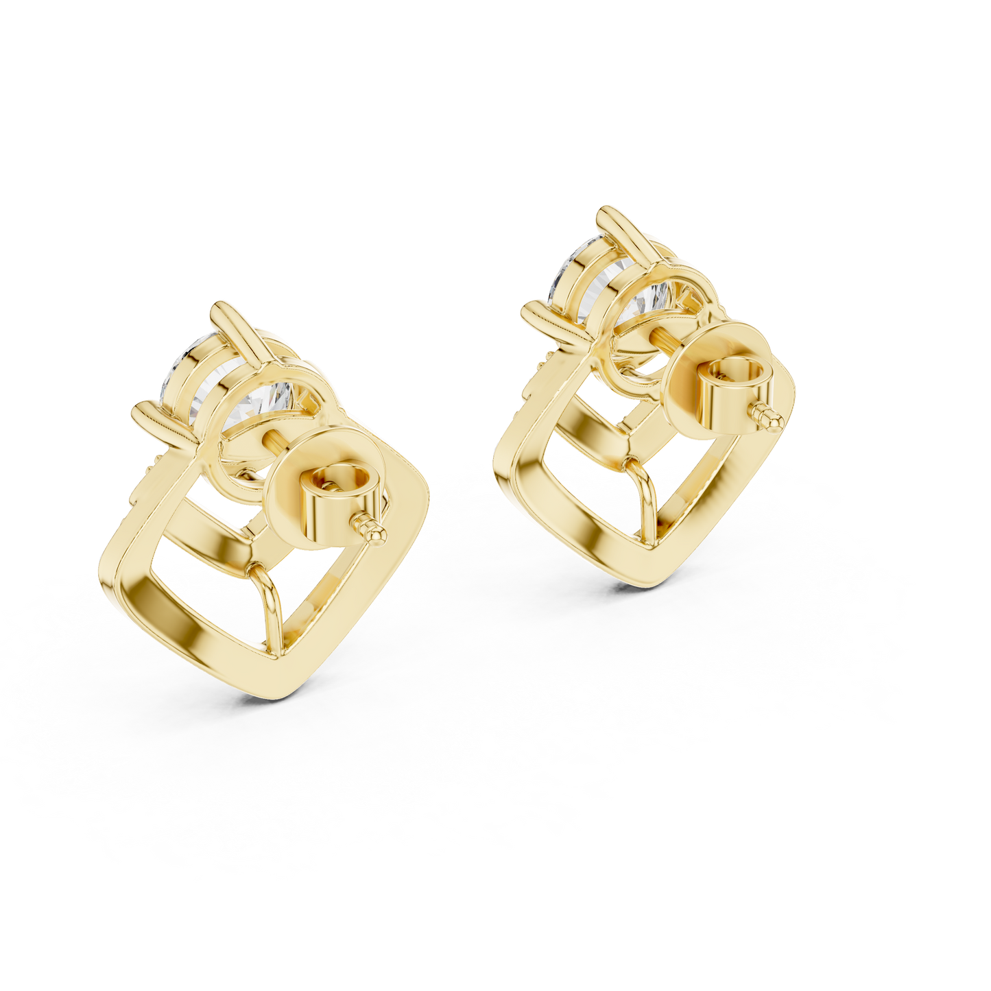 Anniversary Gift Diamond Stud Earrings – Round Solitaire Pavé - Cathedral Frame Diamond Stud Earrings – Double Row Chevron Halo