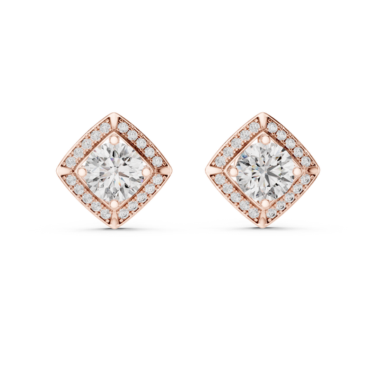 Estate-Inspired Diamond Stud Earrings – Heirloom Worthy Design - Royal Frame Diamond Stud Earrings – Grand Illusion Setting