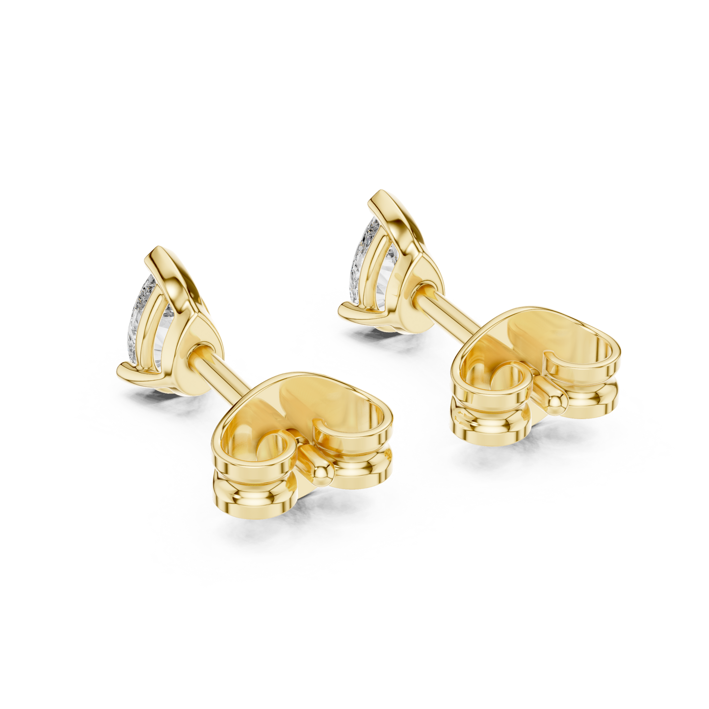 Pear Diamond Stud Earrings in Yellow Gold – Modern Royal Look - 1 Carat Pear Diamond Stud Earrings – Premium Bridal Choice