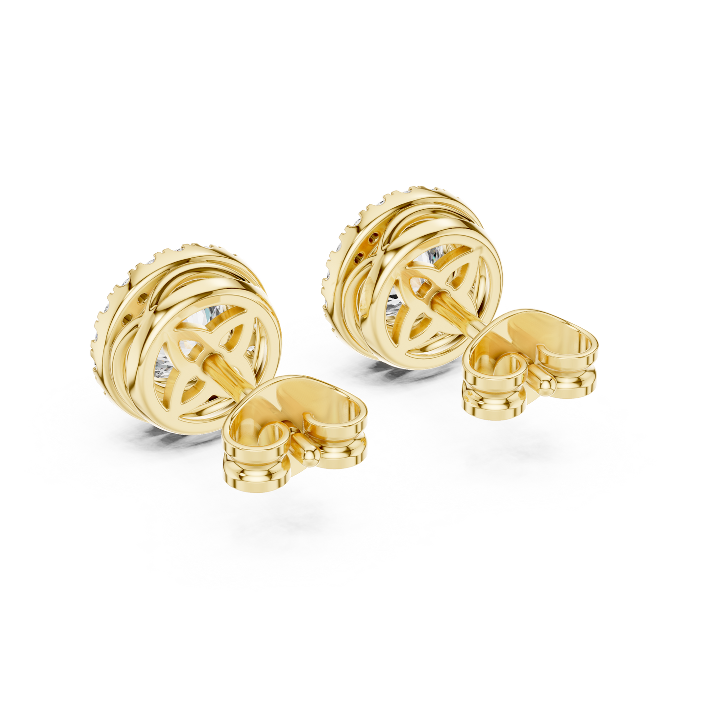 Palace Collection Halo Diamond Stud Earrings β Luxe Round Cut - Empire Halo Diamond Stud Earrings β Luxury Heritage Look