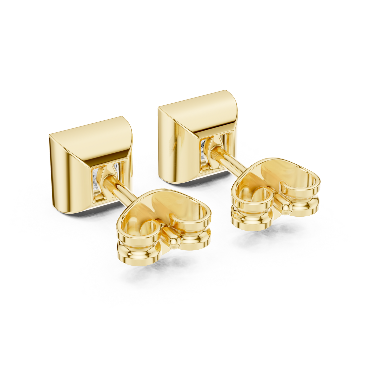 Princess Cut Diamond Stud Earrings in Bezel Setting ā Minimal Luxury Everyday Earrings