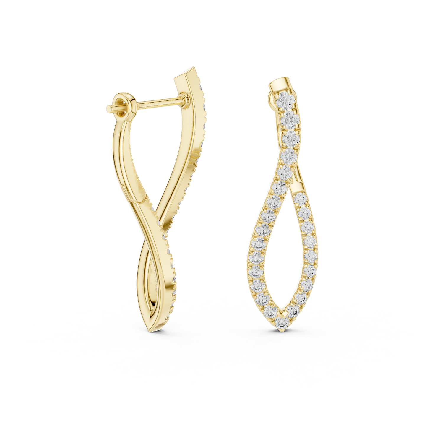 Navette Shape Diamond Hoop Earrings for Women | Modern Luxury Style | Marquise Cut Diamond Hoop Earrings in 14K Gold – Luxury Twisted Navette Design