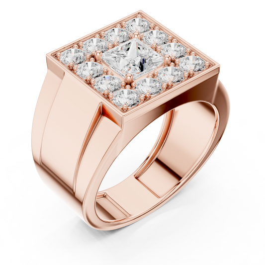 Dynasty Square Halo Ring - Masculine Diamond Luxury Build - Premium Engagement Band For Men