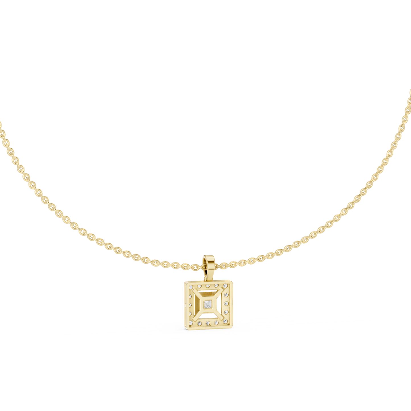 Regalia square diamond pendant - Yellow rose white Silver - Opulent modern legacy piece