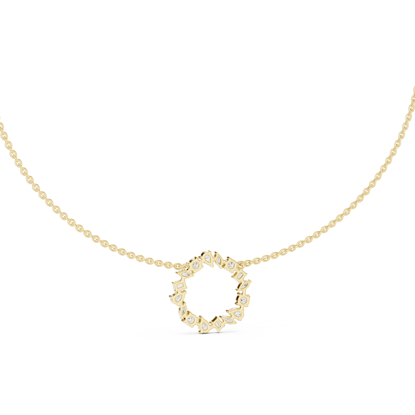 Pure Brilliance Loop - Diamond Charm Necklace - Yellow Rose White Gold Finish
