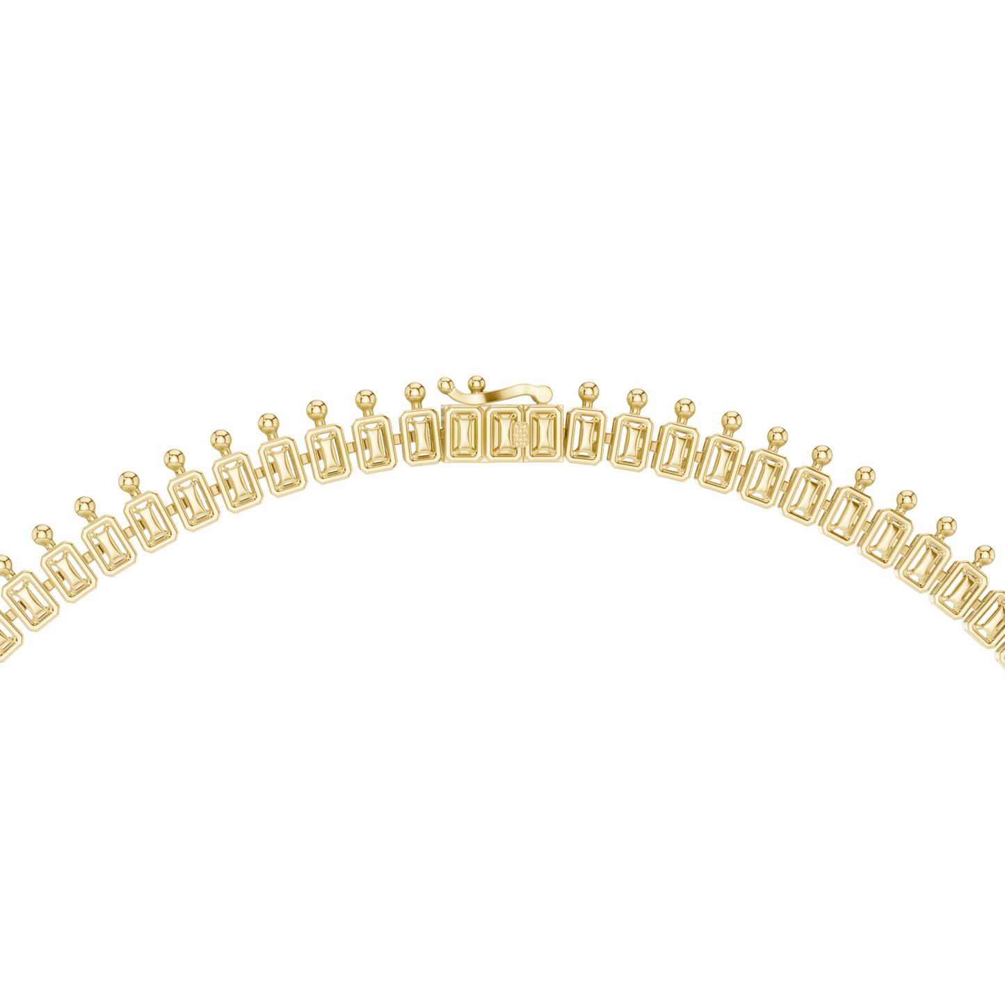 Grand Royal Diamond Necklace - Emerald Cut Detailing - High End Bridal Couture Jewelry