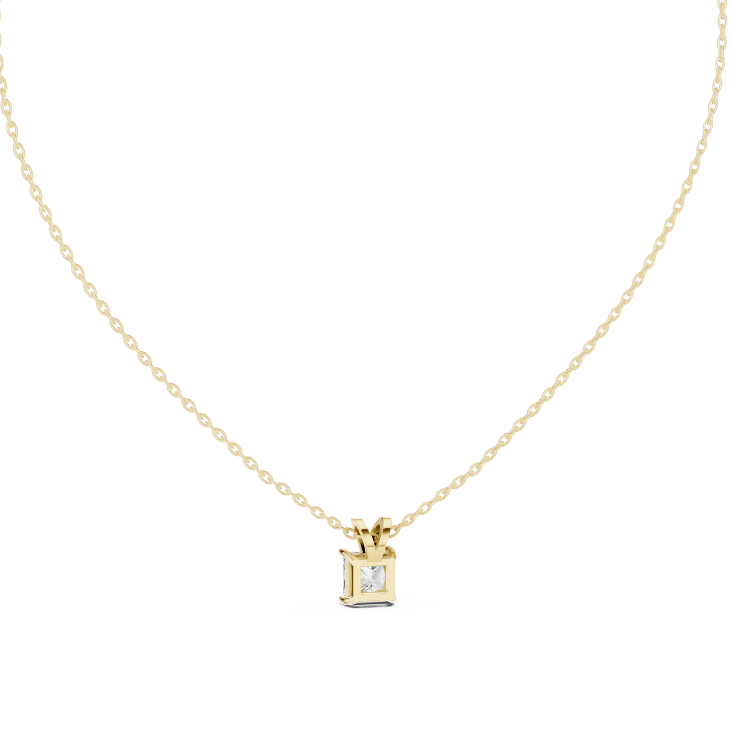 Princess Cut Diamond Pendant - Yellow Rose White Gold - Luxury Minimal Everyday Bridal Necklace