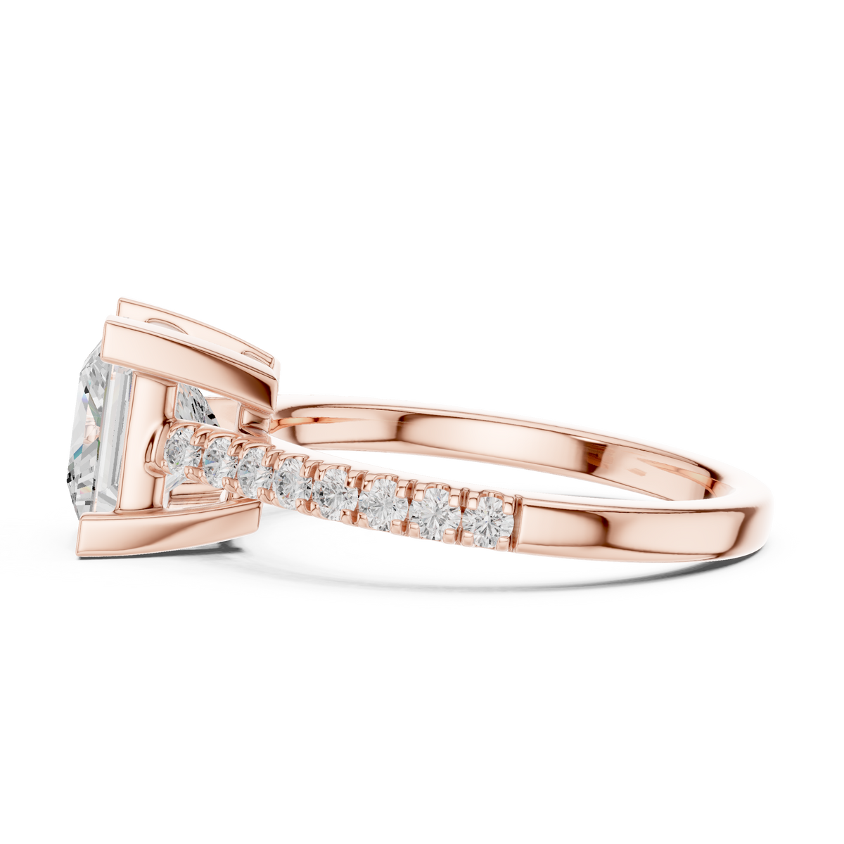Gold Engagement Ring On Hand Model View