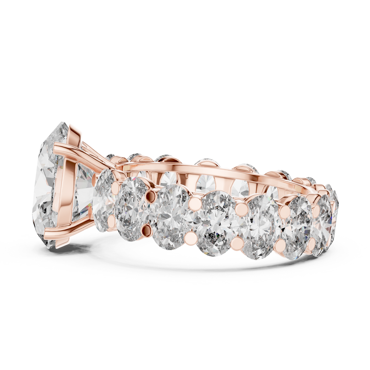 Hand model perspective presenting the 3.33 carat oval lab diamond ring on a female finger size 7, displaying real world proportional elegance, finger coverage, and full hand luxury appeal for bridal jewelry and special occasion anniversary gifts.