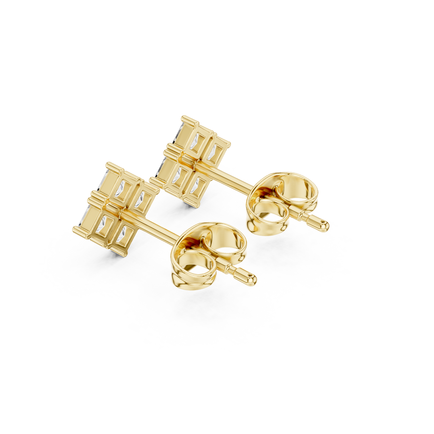 High Quality 14K Gold Princess Cut Lab Diamond Stud Earrings Best Gift For Her Unique Fine Jewelry