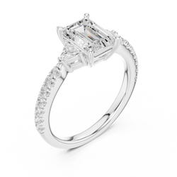 Luxury velvet ring box holding the 14K gold emerald cut diamond engagement ring ready for a romantic surprise proposal gift