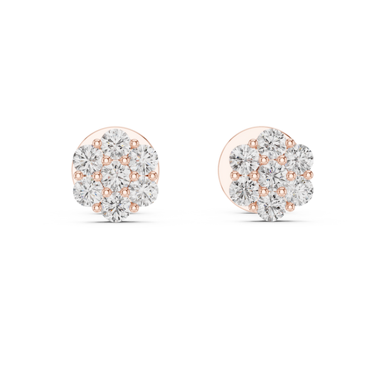 Minimal luxury silver flower stud earrings - top angle view