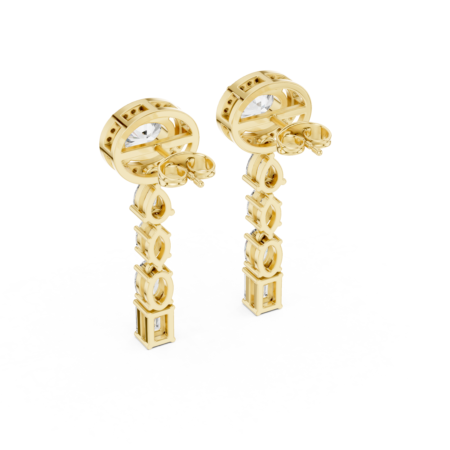 Oval Halo Diamond Drop Earrings – Luxury Bridal Statement in Gold
