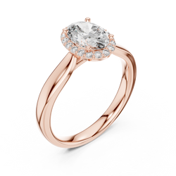Oval Halo Lab Diamond Ring Profile Angle View
