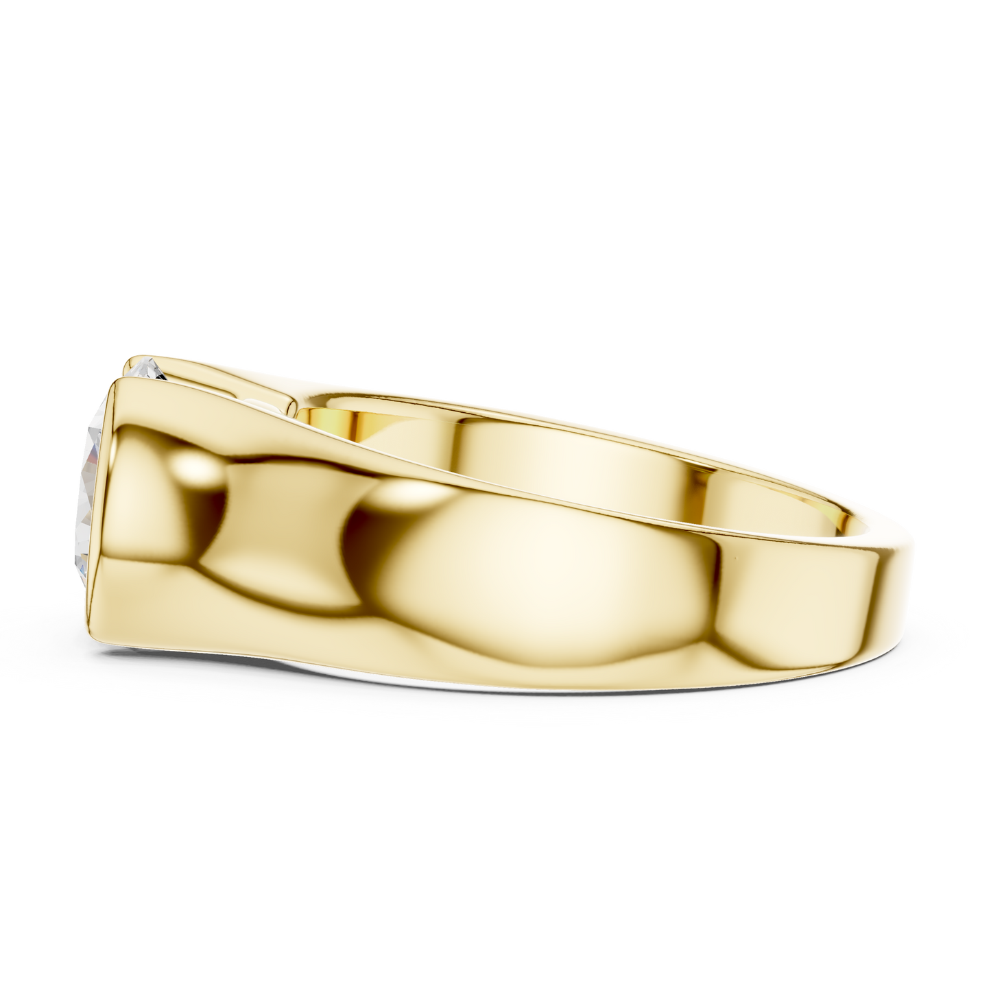 Heavy Bezel Diamond Ring | Sleek Solitaire Band | Luxury Modern 925 Sterling Silver Jewelry