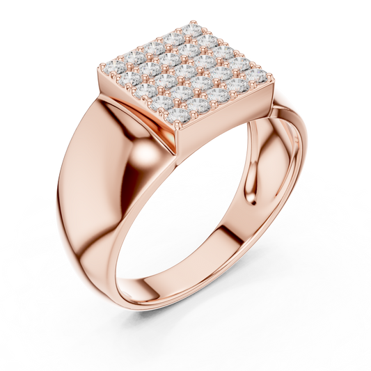 Heavy Square Diamond | Pave Cluster Ring | Men’s Luxury 925 Sterling Silver Statement Band