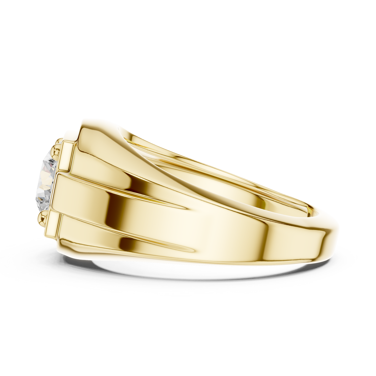 Mens Solitaire Diamond Ring | Modern Statement Engagement Band | Luxury 925 Sterling Silver Promise Jewelry