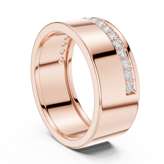 925 Sterling Silver Diamond Wedding Band | Rose Gold Plated White Gold Plated | Mens Timeless Wealth Commitment Ring