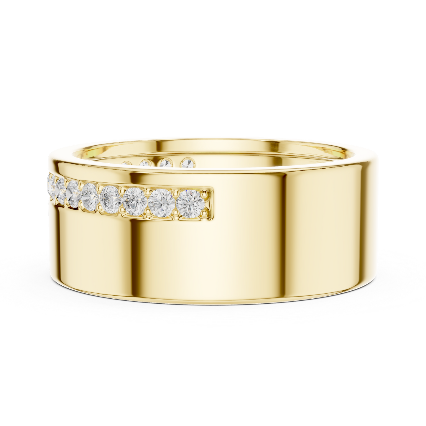 Solid Diamond Wedding Band | Rose Gold White Gold | Mens Timeless Wealth Commitment Ring