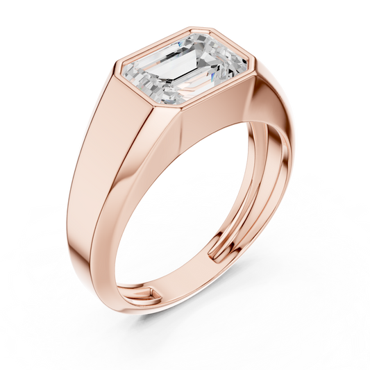 Masculine Emerald Diamond Ring | Clean Bezel 925 Sterling Silver Style | Modern Men’s Engagement Jewelry