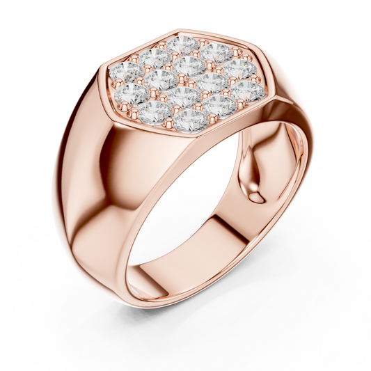 Luxury diamond signet ring - in Silver Rose Plated - finish for bold modern style-premium-crafted-elegant-timeless-luxury-jewelry-exclusive