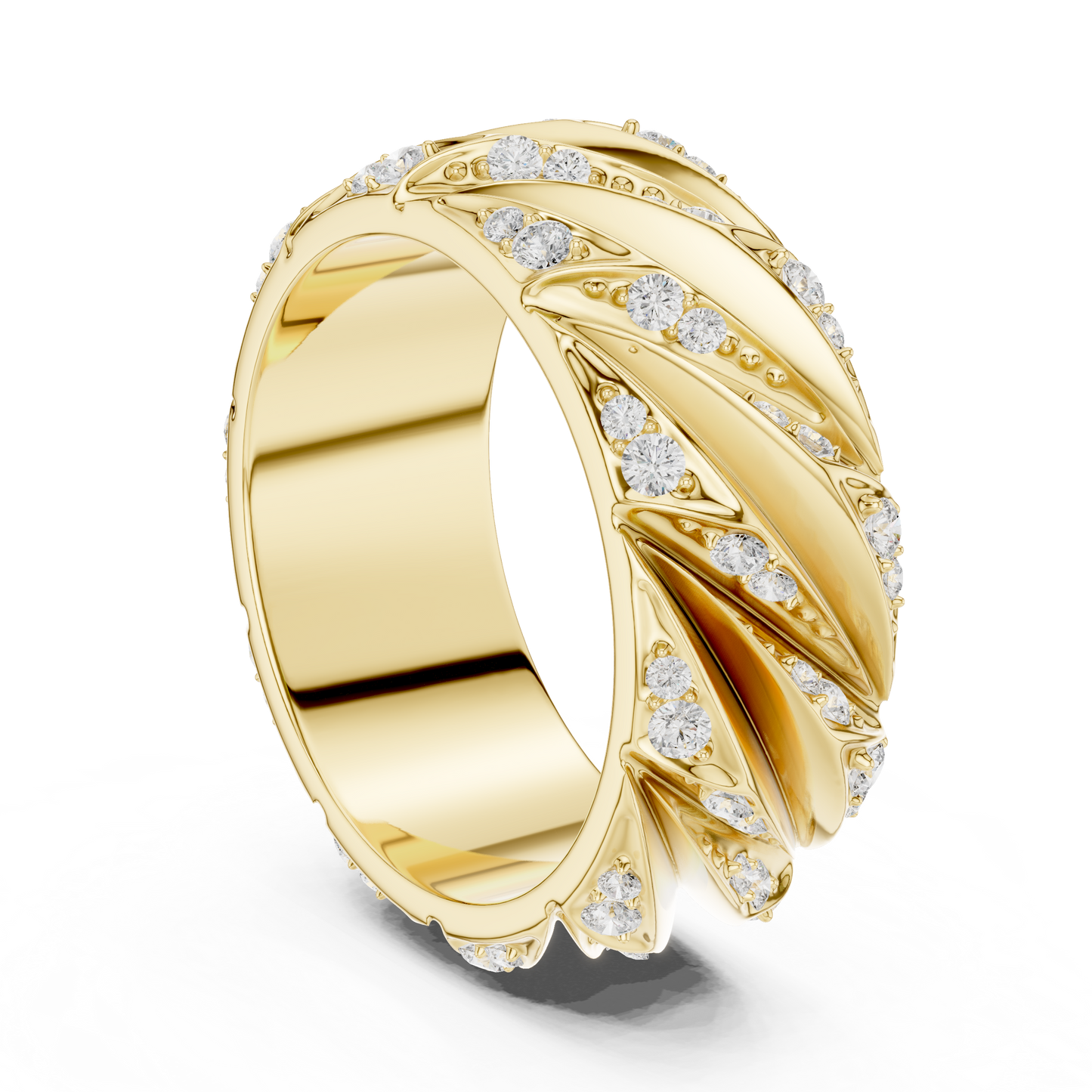 Avant Garde Diamond Rings - Rose Gold White Gold - Yellow Gold Architectural Band Combo