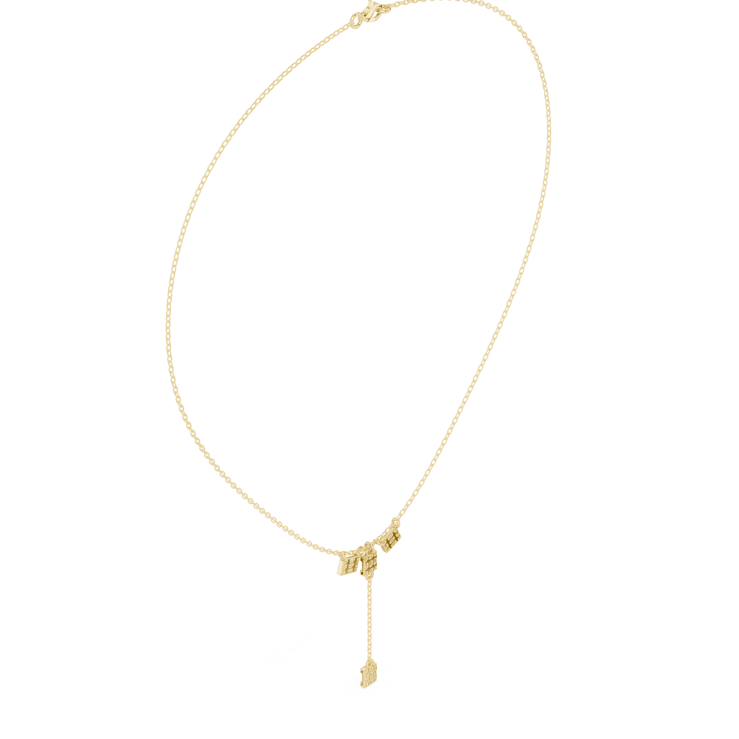 Modernist Diamond Drop Creation | Baguette Geometry Silver Chain | Luxury Designer Jewelry For Her