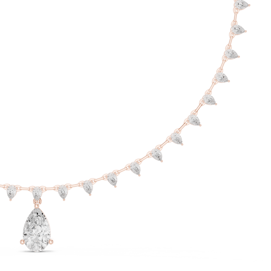 Dangling Pear Diamond Necklace | Statement Fine Jewelry Piece | Exclusive Bridal Look For Weddings