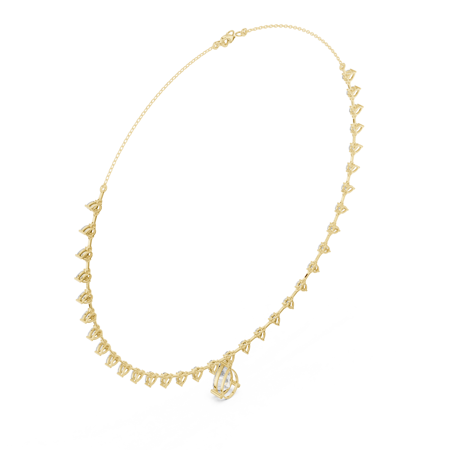 Dangling Pear Diamond Necklace | Statement Fine Jewelry Piece | Exclusive Bridal Look For Weddings