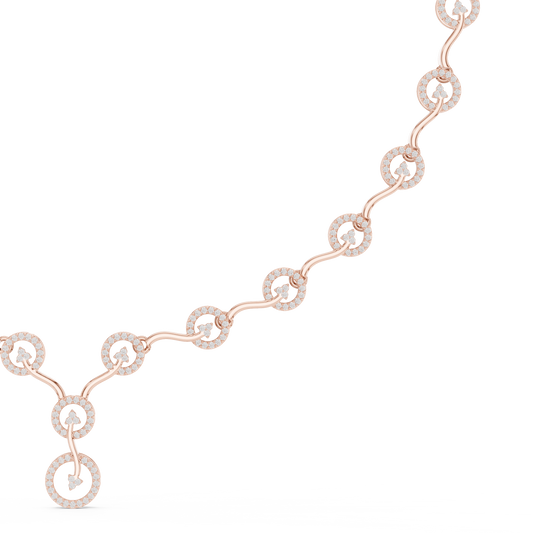 Contemporary Diamond Chain Necklace | Elegant Circular Wave Motif | Luxury Gold Jewelry For Modern Women