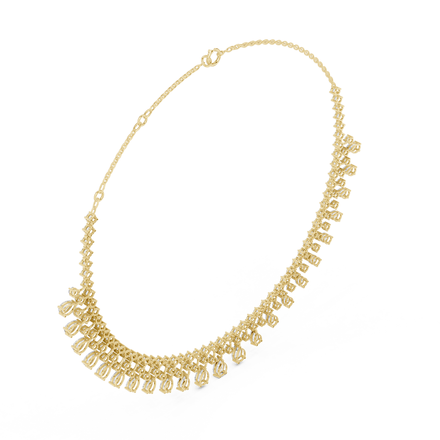 Celestial Cascade Pear cut Diamond Collar With Drifting Drops For Moonlit Bridal Evenings