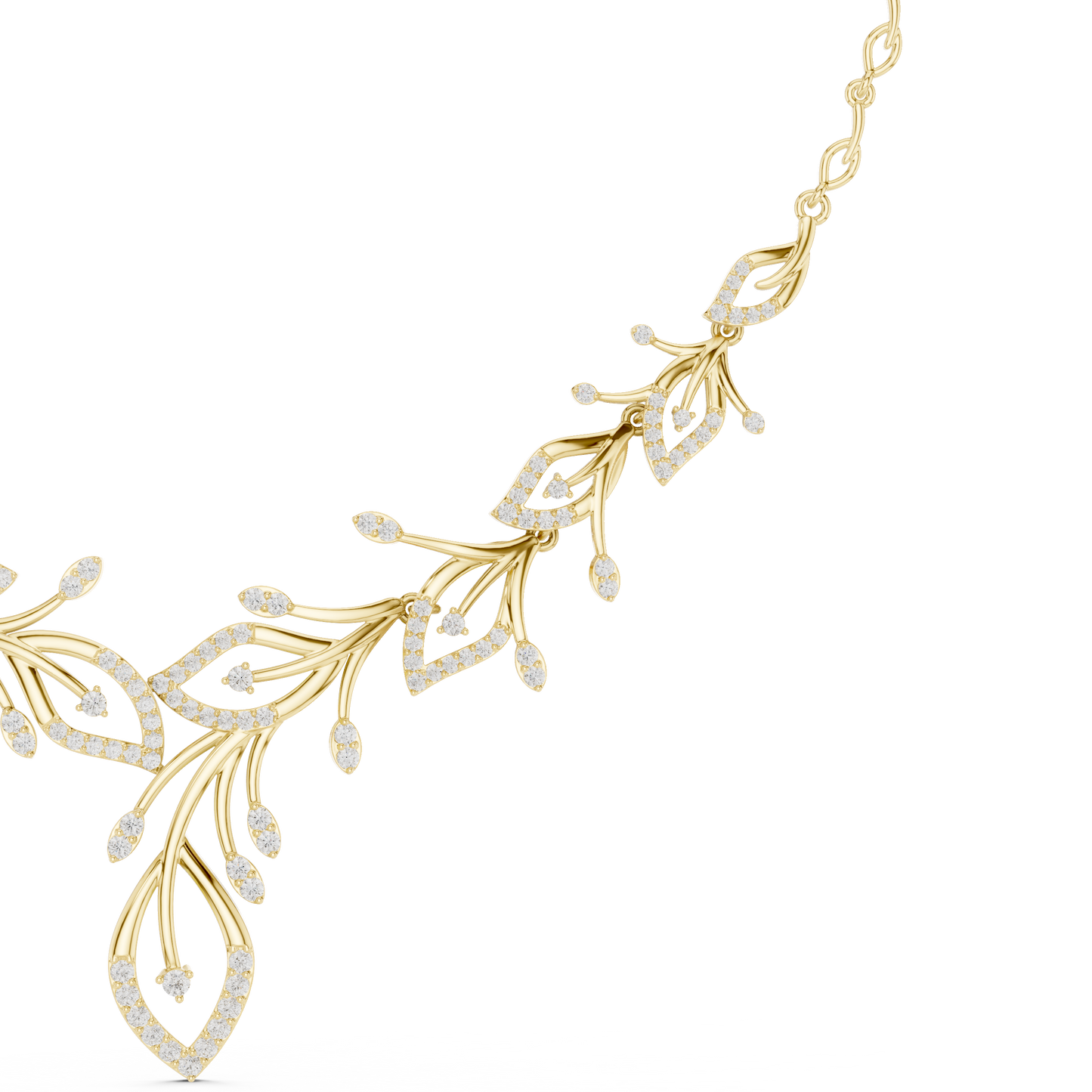Mythic Diamond Foliage | Haute Gold Necklace | Ultra Exclusive Bridal Statement Masterpiece