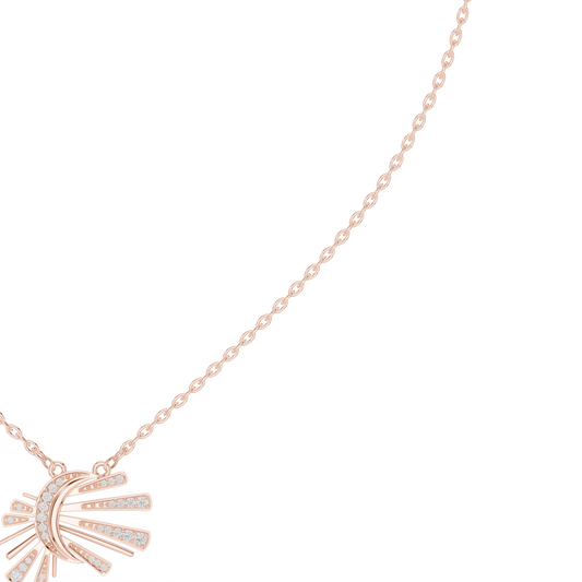 Starlit Crescent Halo Necklace | Elegant Solar Diamond Pendant | Luxury Modern Jewelry Gift Idea