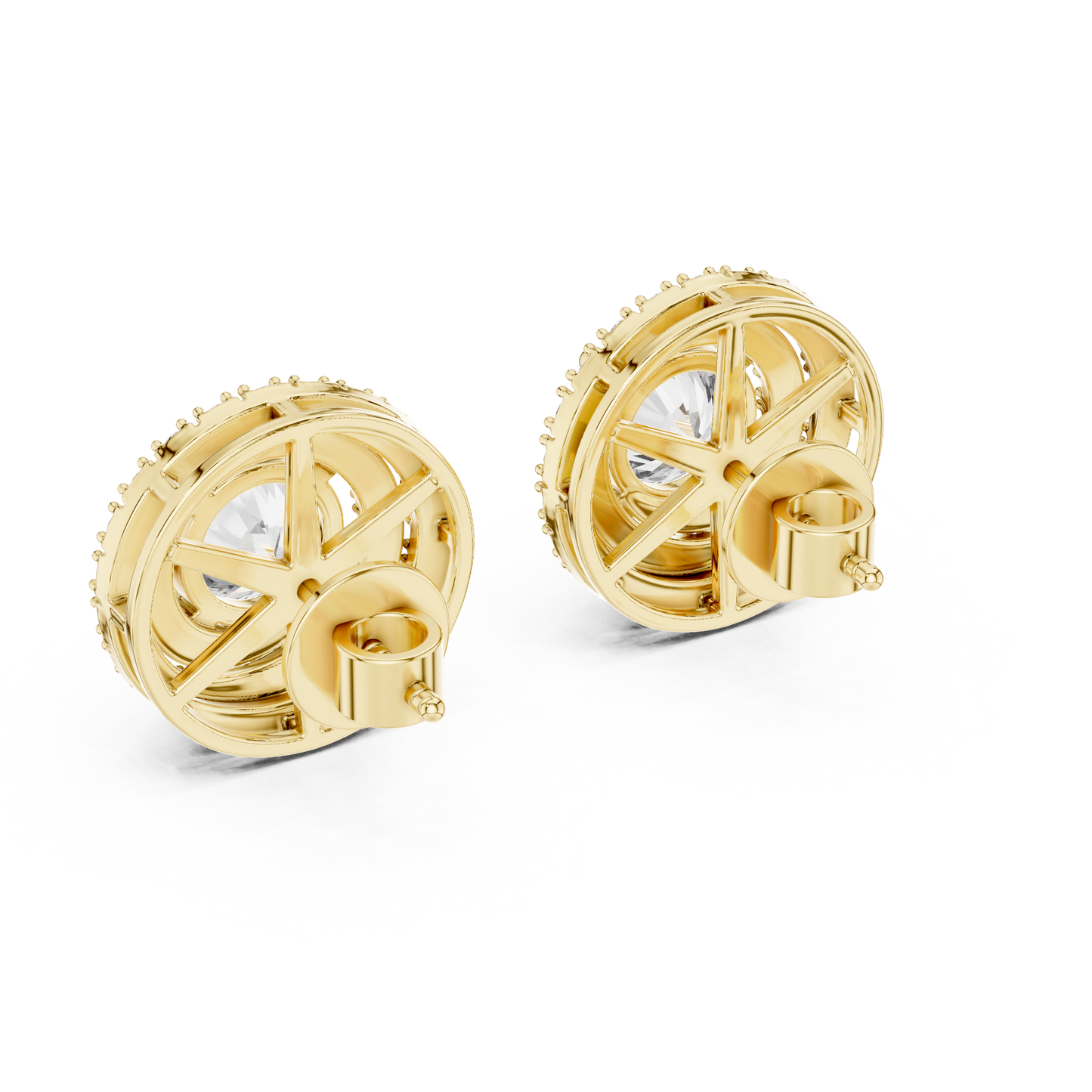 Scale Reference of Gold Diamond Stud Earrings