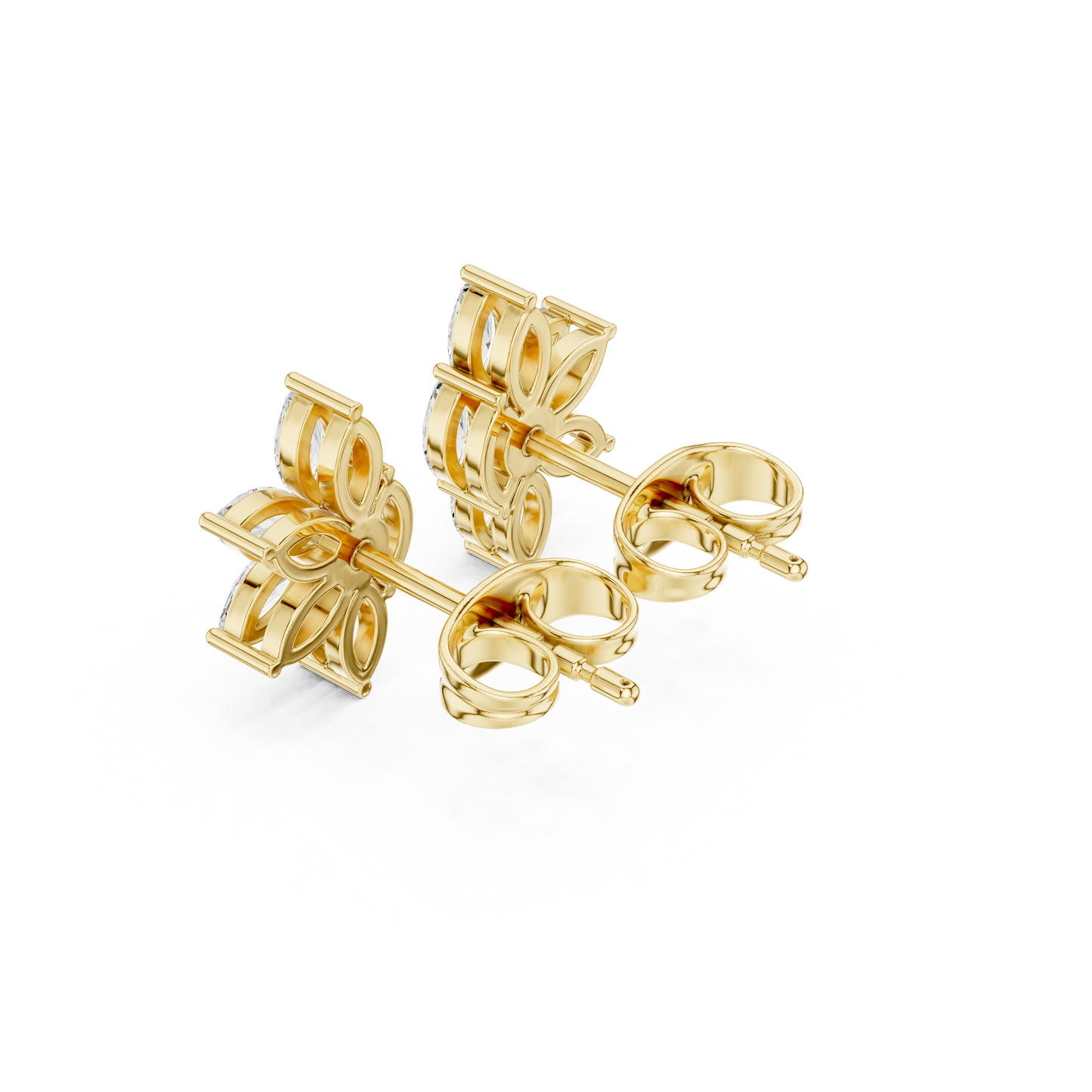Premium butterfly earrings with marquise lab grown diamond cluster crafted in solid gold using precision handmade jewelry techniques.
