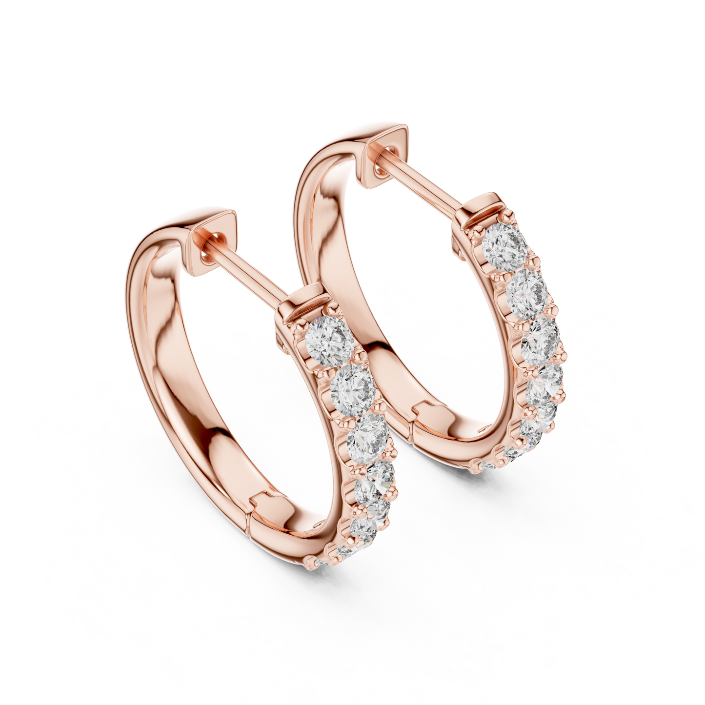0.70 CTW Lab Grown Diamond Huggie Hoop Earrings in 14K Gold - Main Front View