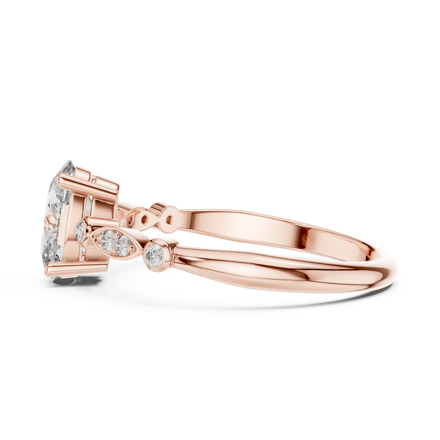 0.75Ct Unique Oval Cut Ring for Women • Minimalist Round Accent Ring • Proposal Jewelry