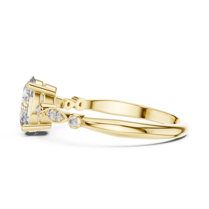 0.75Ct Unique Oval Cut Ring for Women • Minimalist Round Accent Ring • Proposal Jewelry