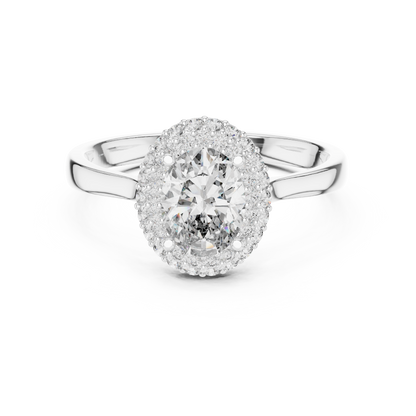 1.10CtOval Halo Lab-Grown Diamond Ring - Timeless Sparkle - Modern Luxury - Made to Impress.