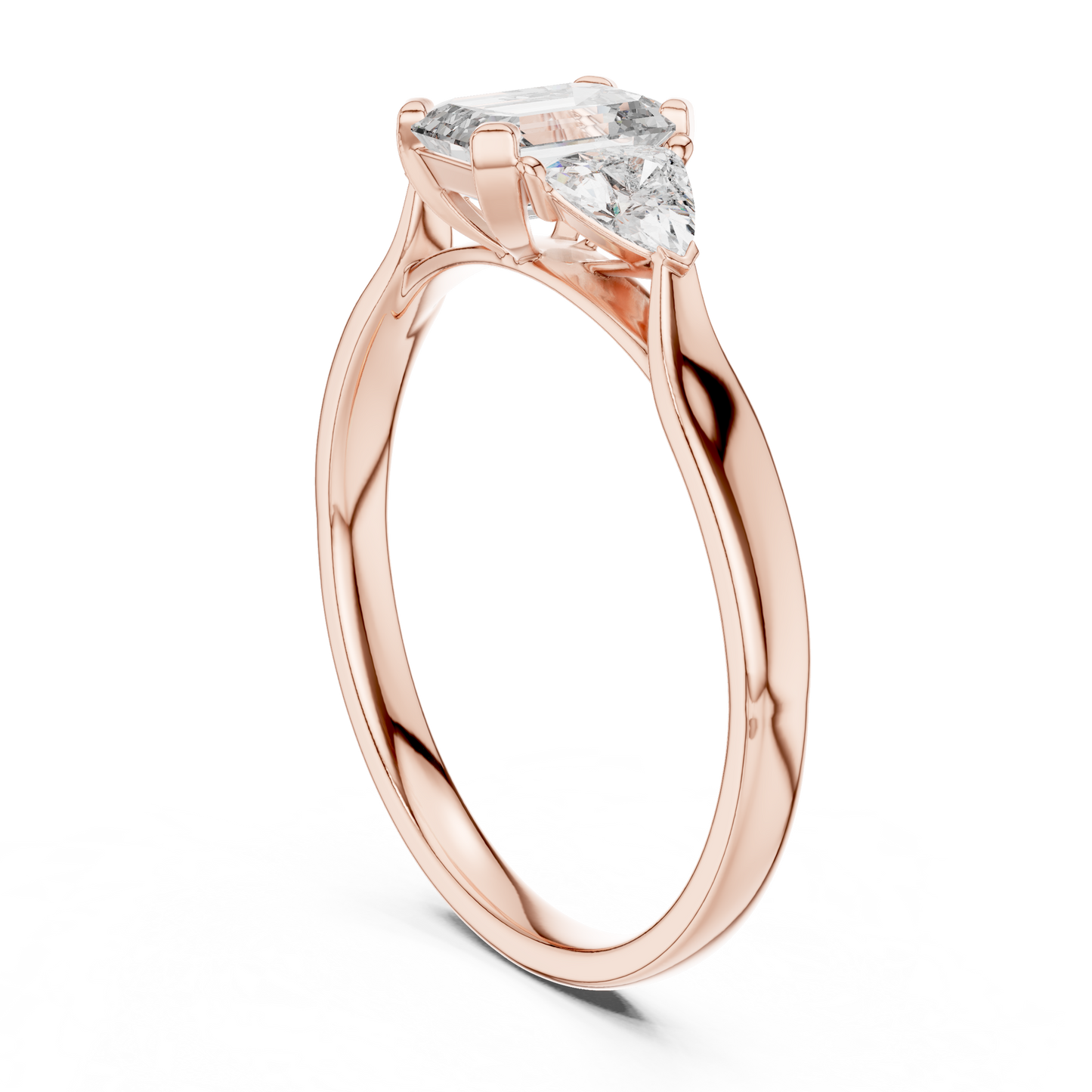 1.00CtEmerald Cut Solitaire Ring - Trillion Accent Romantic Style - Designed To Shine Every Moment