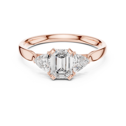 1.00CtEmerald Cut Solitaire Ring - Trillion Accent Romantic Style - Designed To Shine Every Moment