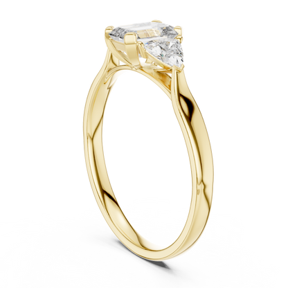 1.00CtEmerald Cut Solitaire Ring - Trillion Accent Romantic Style - Designed To Shine Every Moment