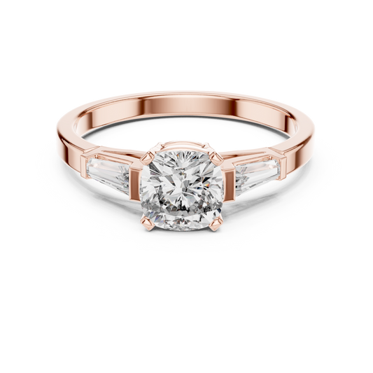 1.16Ct Cushion Cut Bridal Ring | Gold Three Stone Design | A Symbol Of Forever Love