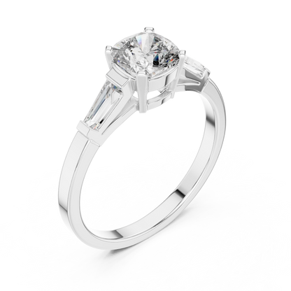 1.16Ct Cushion Cut Bridal Ring | Gold Three Stone Design | A Symbol Of Forever Love